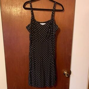 Black with white polka dot spaghetti strap dress